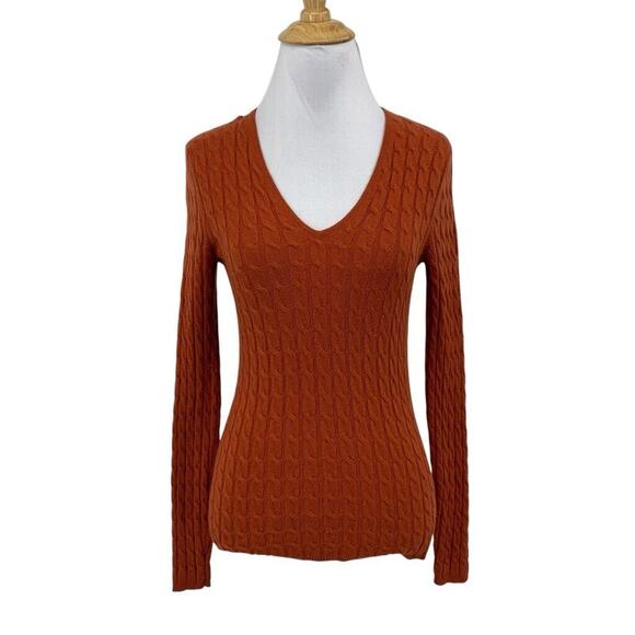 Magaschoni Sweater Womens XS Extra Small Sienna Cashmere Cable V Neck *READ - Picture 1 of 12